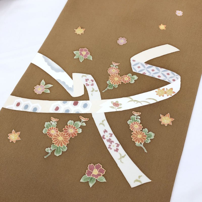 ◇きものマーチ◇逸品!塩瀬 名古屋帯 金糸 小菊 椿 紅葉 熨斗 亀甲文
