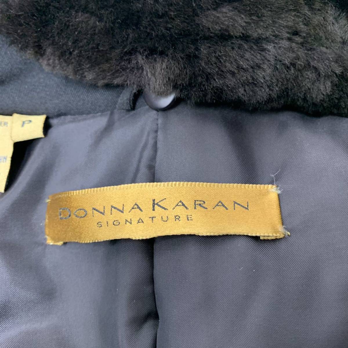 DONNA KARAN SIGNATURE ダウンジャケット ジップアップ ダブルジップ 首元ボア着脱可能 ハーフコート ダナキャラン【送料一律/同梱可能】_画像9