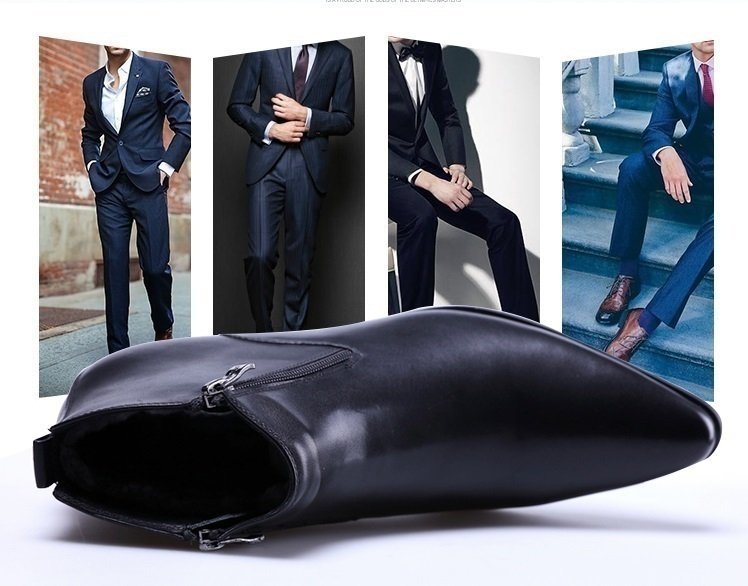 メンズ ビジネス シューズ 本革 ブラック サイズ 25.0cm 革靴 靴 カジュアル 屈曲性 通勤 軽量 新品 ショートブーツ【apa-167】_画像3