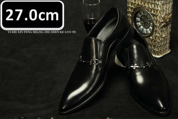メンズ ビジネス レザー シューズ 本革 ブラック サイズ 27.0cm 革靴 靴 カジュアル 屈曲性 通勤 軽量 新品 【apa-163】_画像1