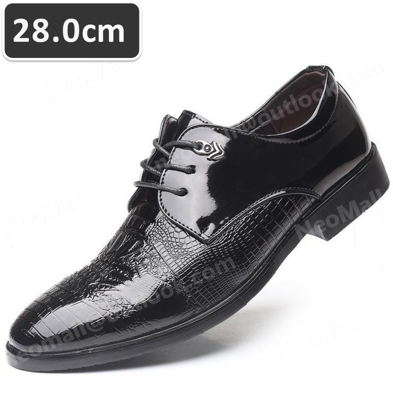 PUレザー メンズ ビジネスシューズ ブラック サイズ 28.0cm 革靴 靴 カジュアル 屈曲性 通勤 軽量 インポート品【n034】