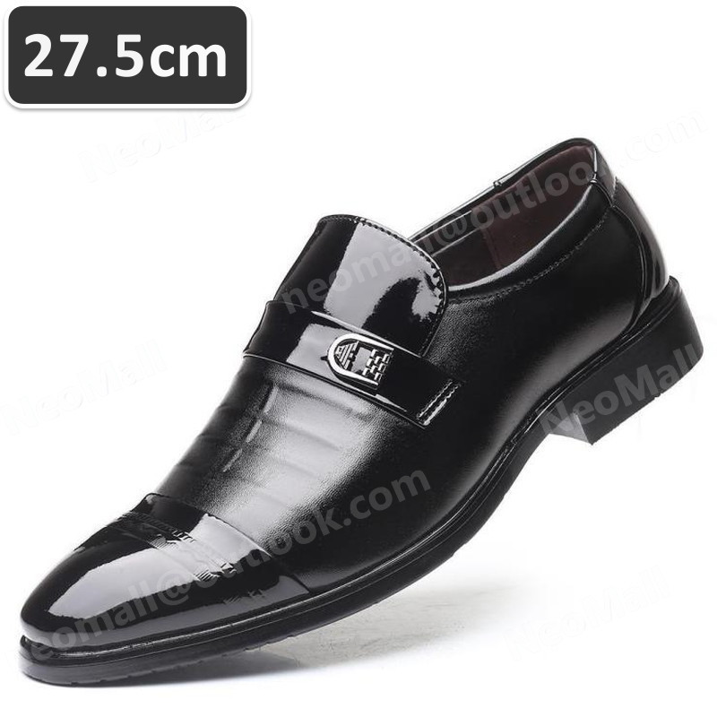 PUレザー メンズ ビジネスシューズ ブラック サイズ 27.5cm 革靴 靴 カジュアル 屈曲性 通勤 軽量 インポート品【n035】