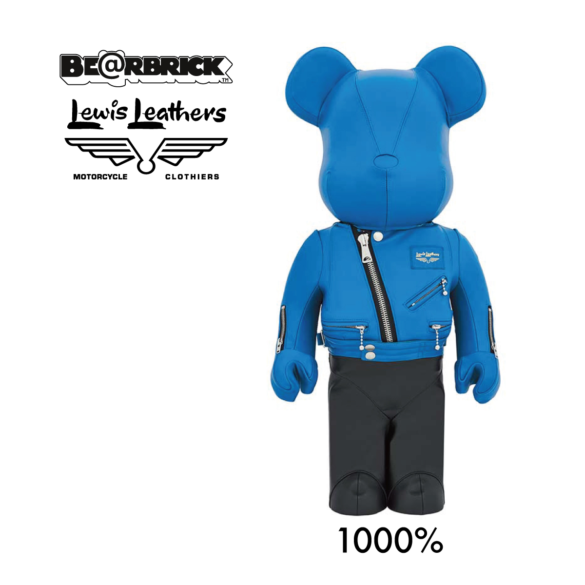 新品未開封 BE@RBRICK × LewisLeathers 1000% サイクロン ブルー レザー ベアブリック サイクロン B24000