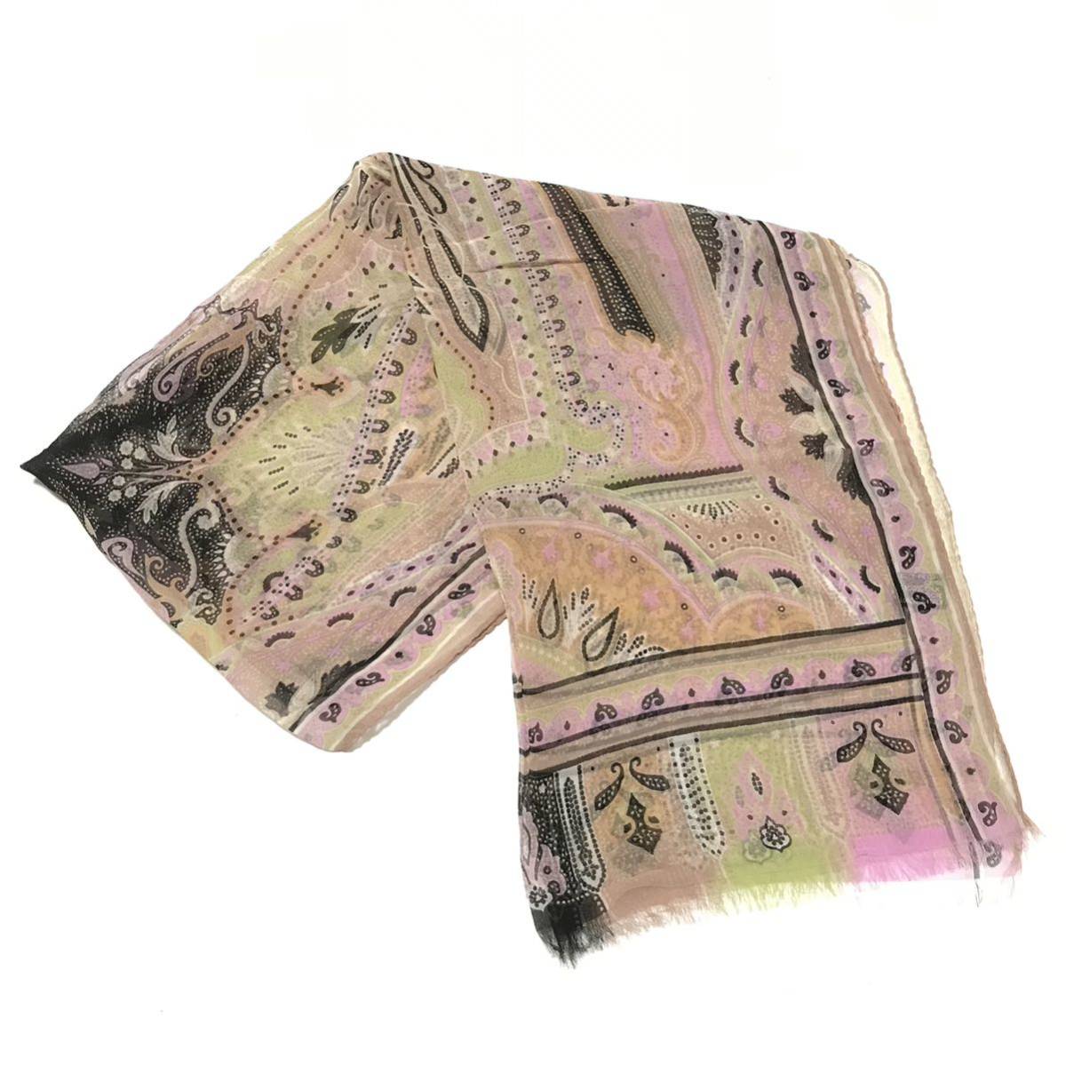 [ Etro ] genuine article ETRO stole peiz Lee pattern total length 132cm width 41cm silk 100% muffler shawl men's lady's Italy made postage 370 jpy 