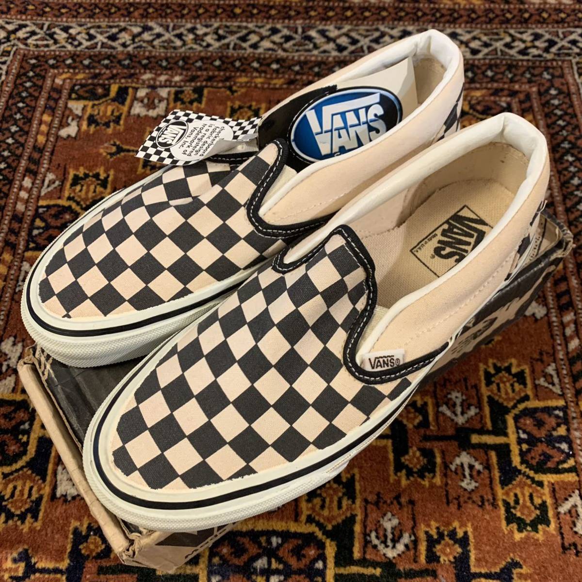 vans usa製 バンズ ビンテージ チェッカー スリッポン-