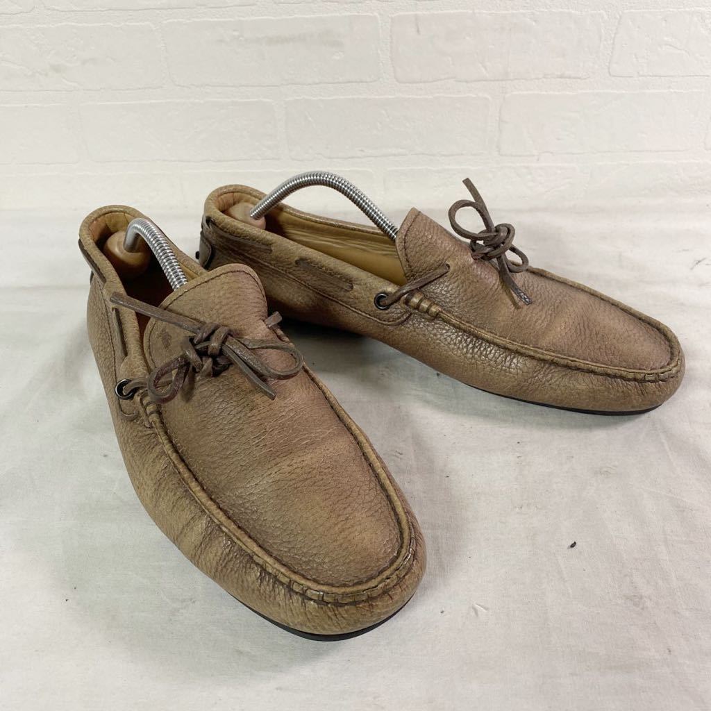 3140☆ TOD'S トッズ レザーシューズ モカシン ドライビングシューズ メンズ イタリア製 ベージュ 7.5 カジュアル_画像2