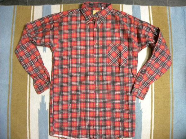 ＼半額SALE／ ★ビンテージ1970s RED OAK コットンフランネルシャツ　ロング丈USA製SM Mサイズ