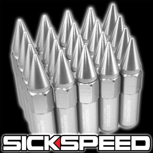 SICKSPEED スパイクナット ポリッシュ M14x1.5 90mm シルバー ホイールナット カマロ チャレンジャー 300 マグナム シックスピード_画像1