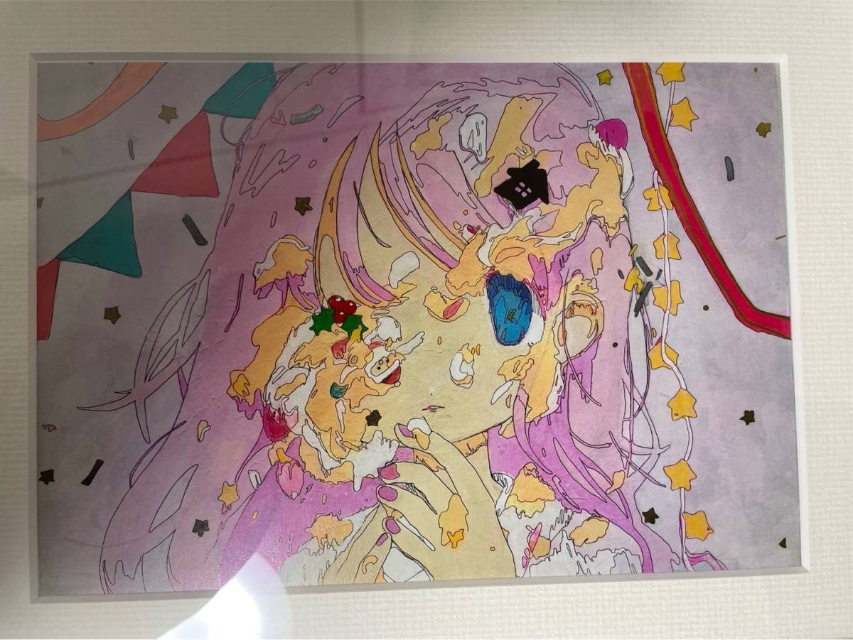さめほし クリスマスケーキ 版画 ED50 サイン入り 真作 さめほし クリスマスケーキ 版画 ED50 サイン入り 真作