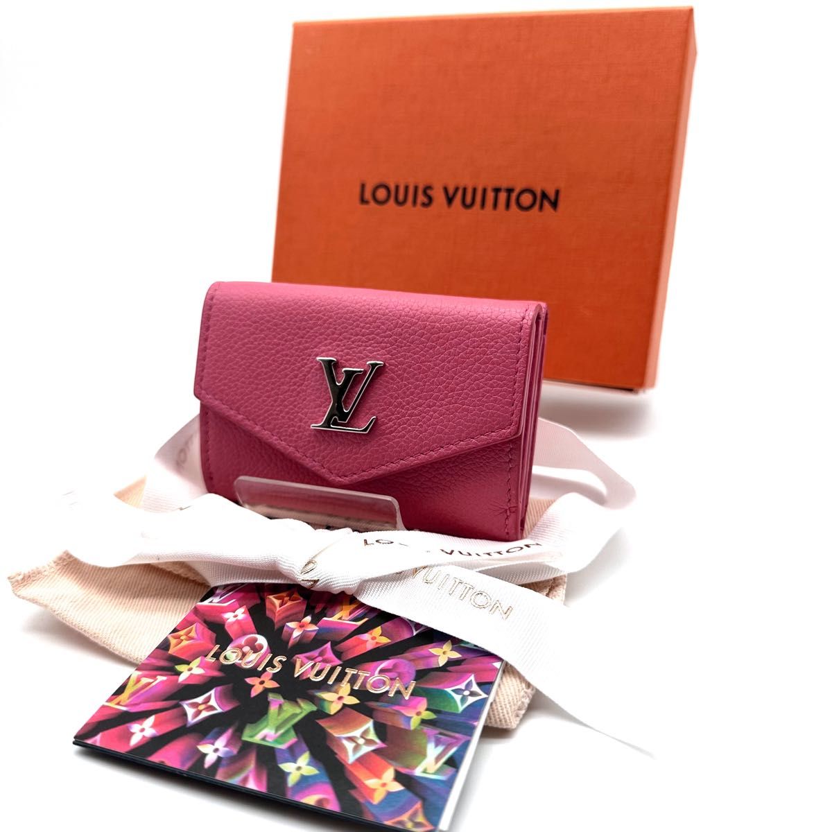 【美品】LOUIS VUITTON ルイヴィトン  ポルトフォイユ ロックミニ ホットピンク 三つ折り財布