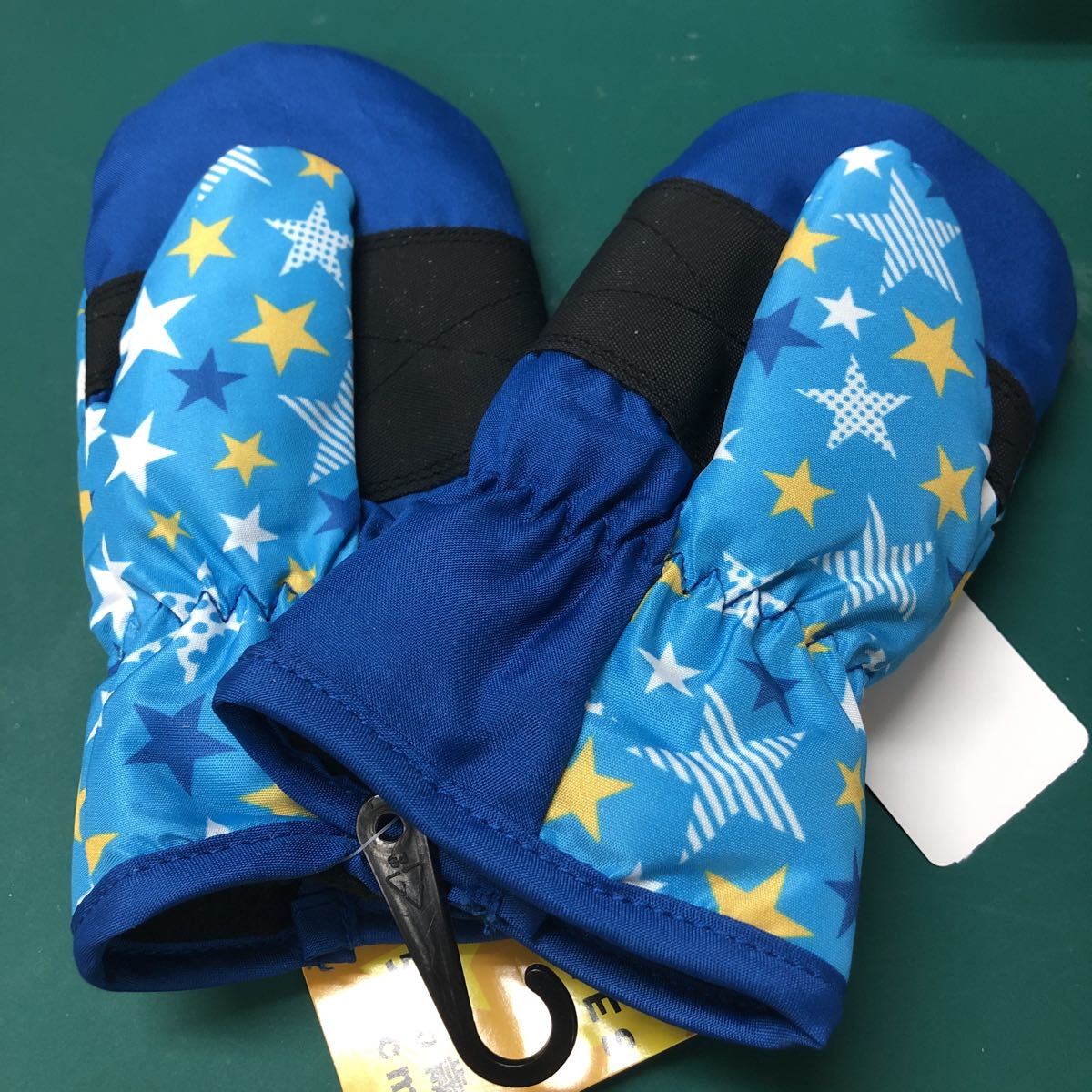 タグ付き　ジュニア手袋　5～6歳　16㎝　ブルー　星柄