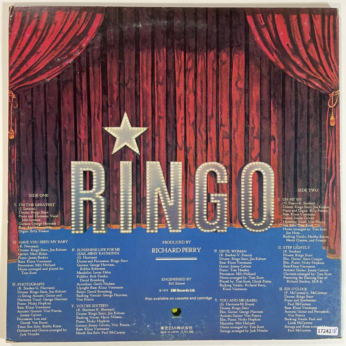 17242 ★良盤 RINGO STARR/RINGO ※帯付_画像3
