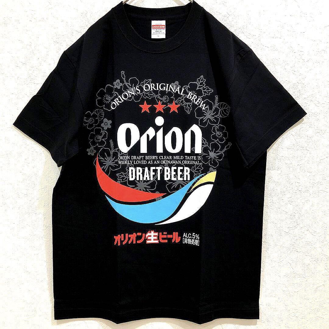 【新品・未使用】オリオンビール Tシャツ ドラフト缶&ハイビスカス デザイン 沖縄 黒 Mサイズ ブラックの画像1
