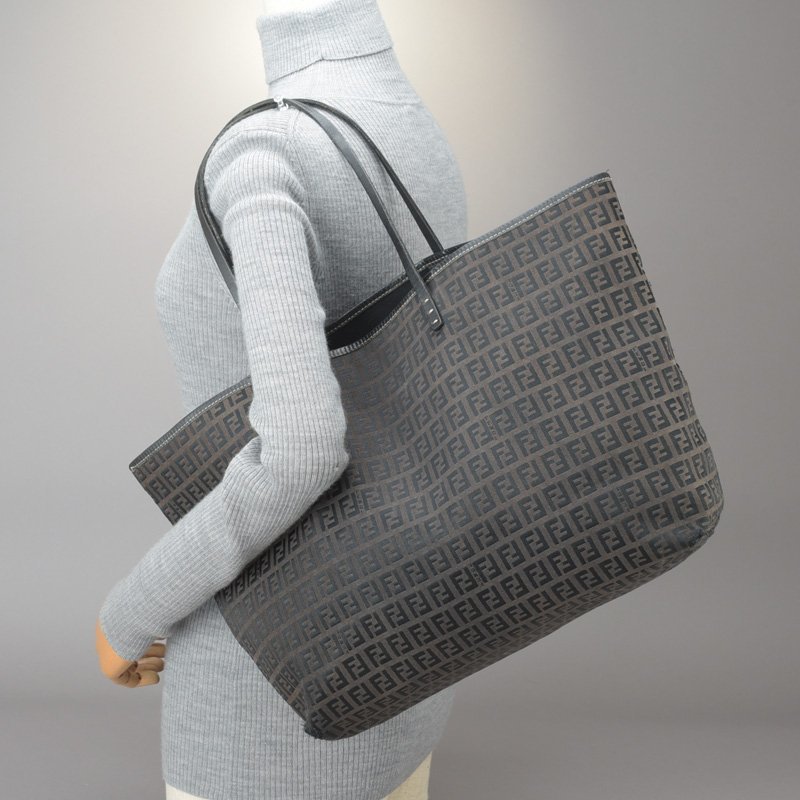 1円 FENDI フェンディ ズッキーノ トートバッグ ジャガード レザー