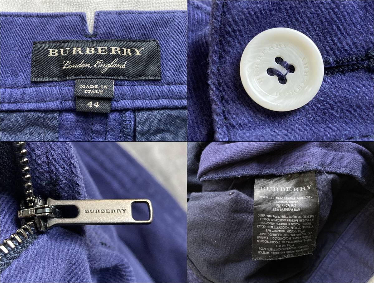 イタリア製 BURBERRY バーバリー 微起毛 6ポケット チノ ツイル コットン ストレート パンツ 44 紺 ネイビー ◇12_画像9