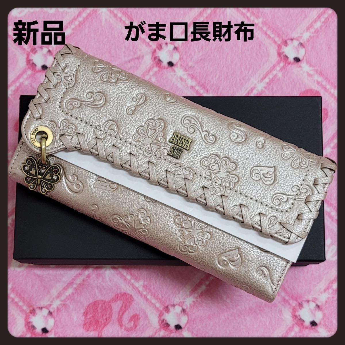 運気アップ☆シャンパンピンク新品アナスイ財布☆ダリア外口金ANNASUI