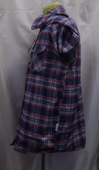FIRST DWONビエラ地チェック紺×エンジ×グレー系 柄暖か裏地シャギーシャツ上着L_画像2