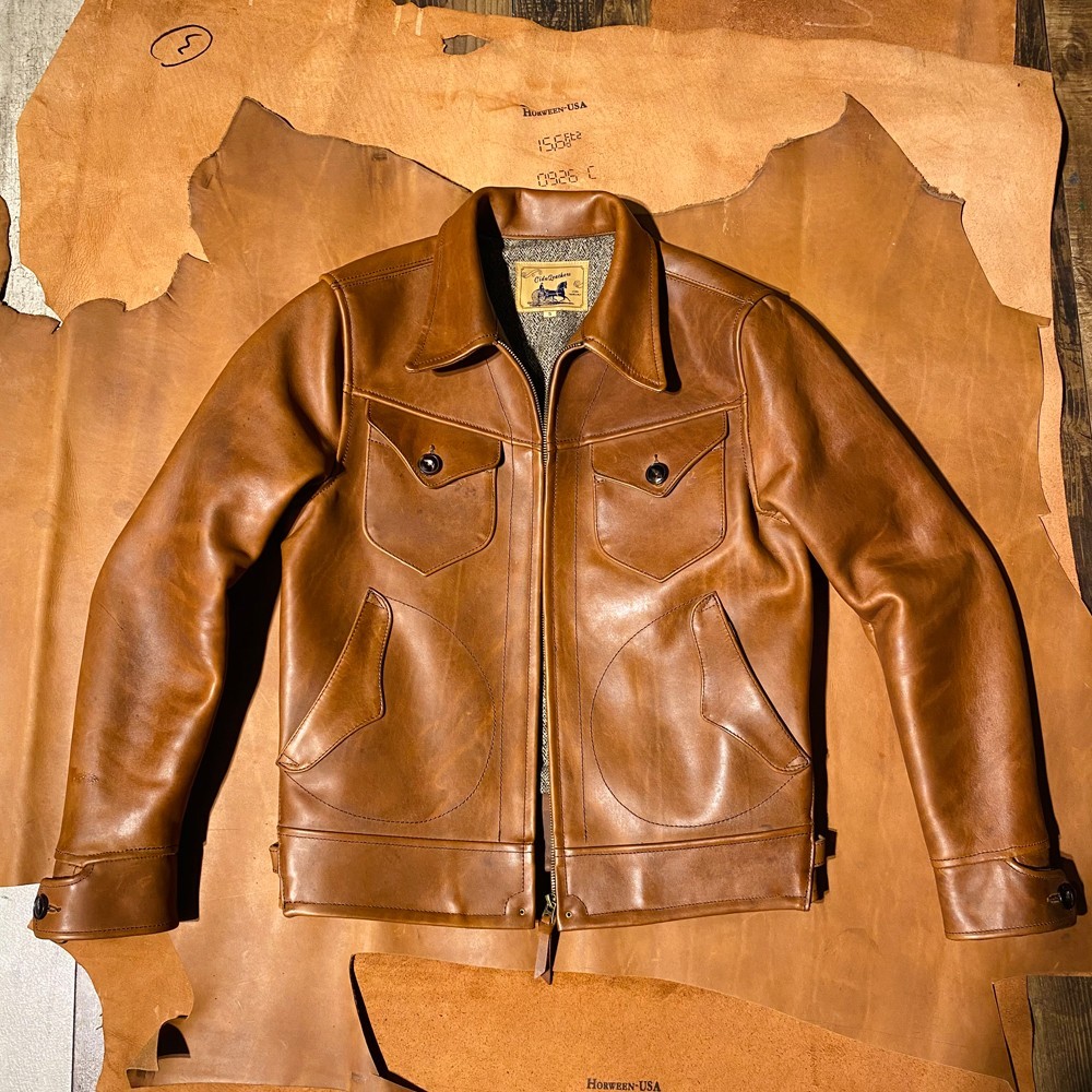 トップクラス Horween レザージャケット 天然柄 シングルライダース 革