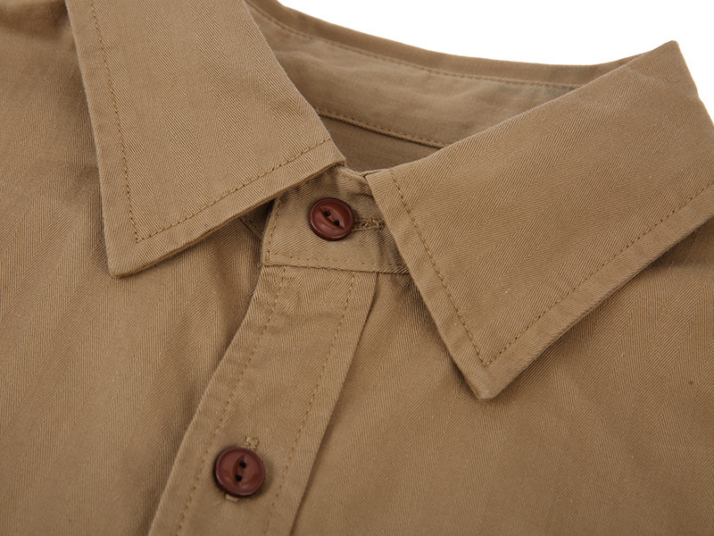 ポケットがポイントに　無地　ヴィンテージ復刻　コットン　 長袖 ワークシャツ アメカジ S～2XL 　ネイビー_画像9