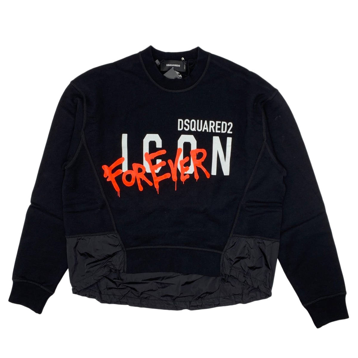華麗 【サイズ選択】新品■DSQUARED2■ICON FOREVER 異素材コンビスウェット トレーナー■イタリア製■ブラック■ディースクエアード その他 華麗 【サイズ選択】新品■DSQUARED2■ICON FOREVER 異素材コンビスウェット トレーナー■イタリア製■ブラック■ディースクエアード その他