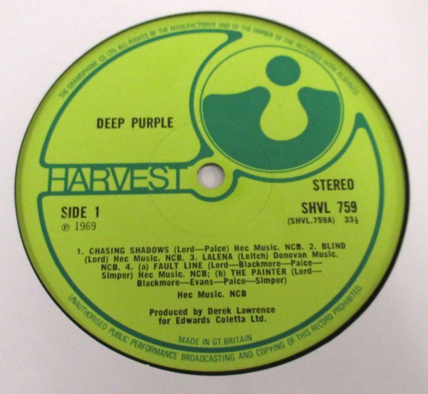 ☆彡 英國盤 Deep Purple Deep Purple [ UK ORIG '69 Harvest SHVL 759]_画像6