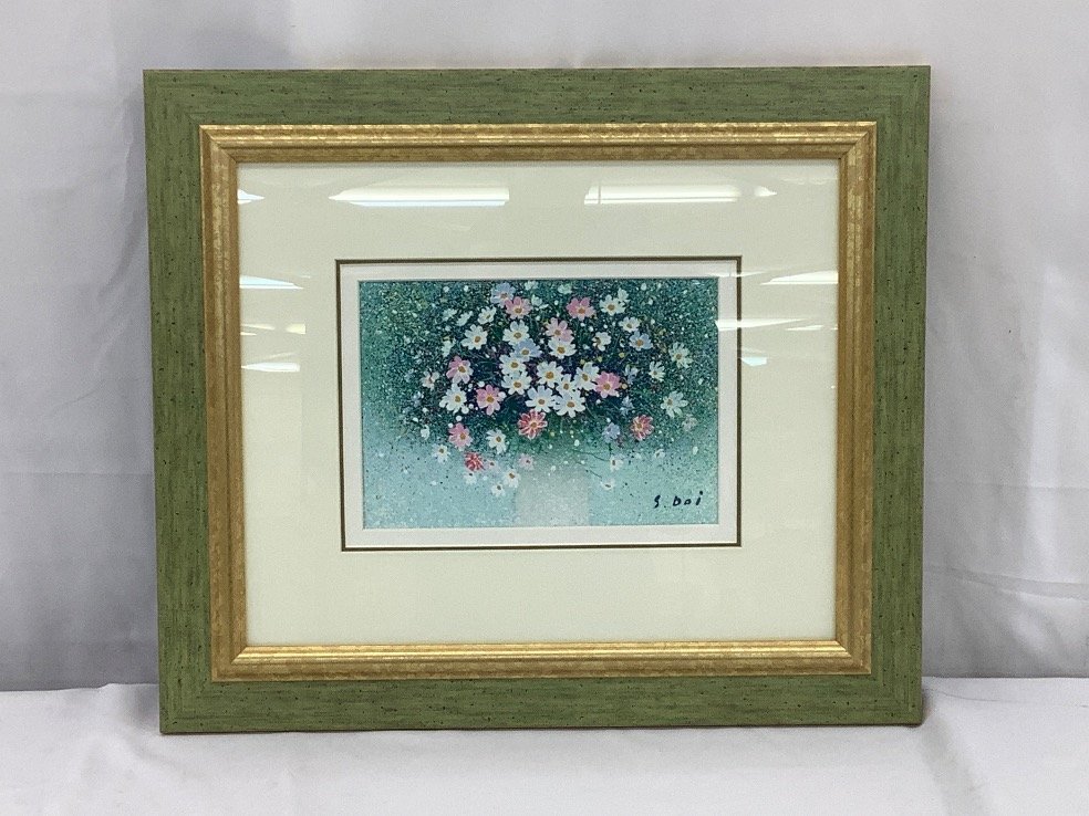 油絵 額装「ときめき」SM 原画 Yahoo!オークション - 土居昌平 絵画/油絵/コスモス/SMサイズ AO