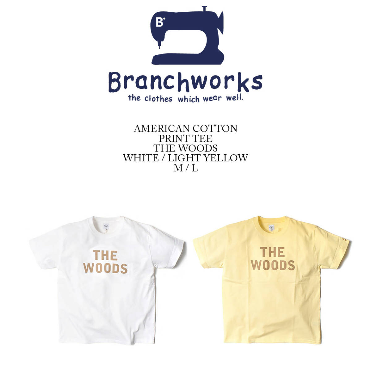 【 Branchworks 】 ブランチワークス 日本製 Made in japan コットン100% ロッシェ天竺 Tシャツ Cotton100% TEE THE WOODS シロ M_画像5