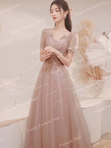 【2022年新作】宴会 イブニングドレス 花嫁 結婚式 トーストドレス イブニングドレススカート ピンク XXL 2