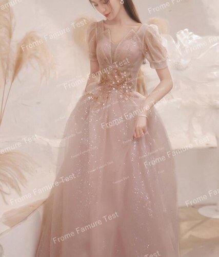 【2022年新作】宴会 イブニングドレス 花嫁 結婚式 トーストドレス イブニングドレススカート ピンク XXL 6