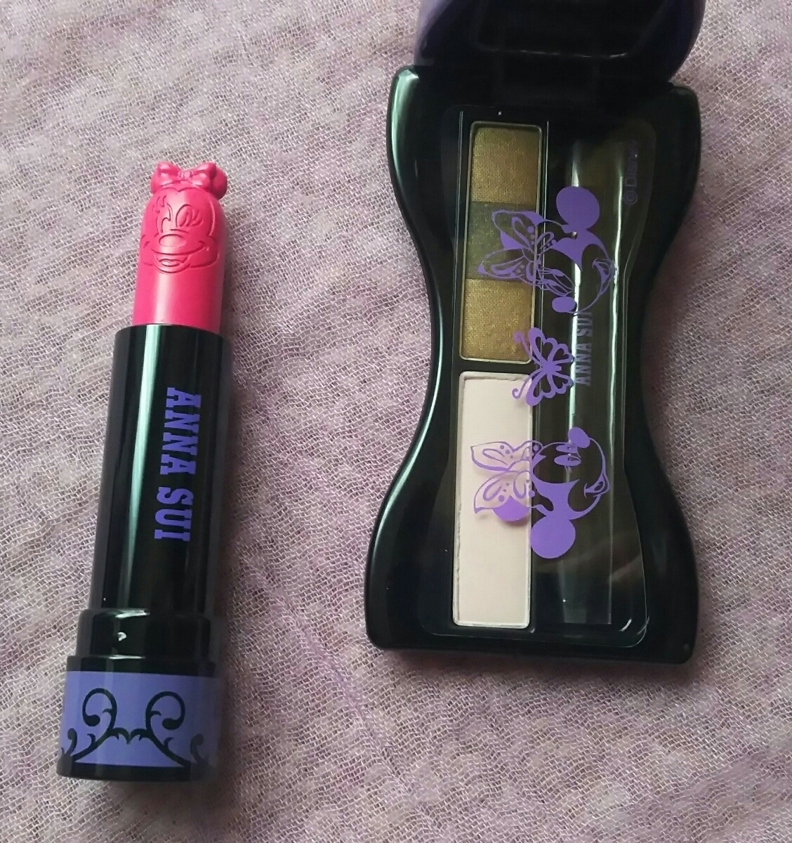 free shipping! Anna Sui make-up kit Minnie Mouse lip eyeshadow Disney minnie purple rare collaboration limitation coffret 