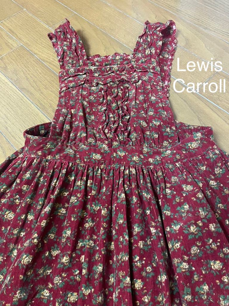 美品◇Lewis Carroll◇ルイスキャロル◇花柄エプロンワンピース