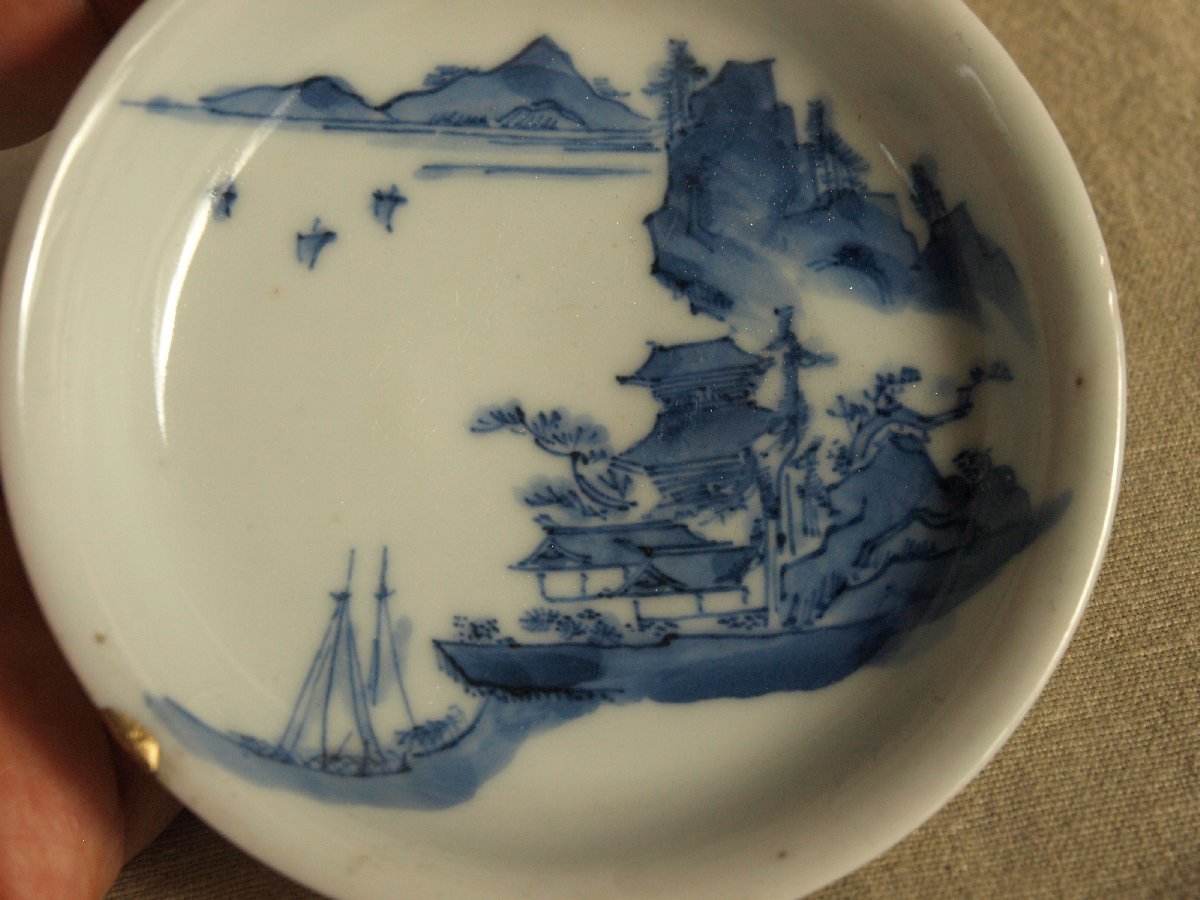 ♦ 希少!輸出用 明治九谷 楼閣山水図 飾り皿 コレクション 骨董品アンティーク Yahoo!オークション - 江戸 明治時代 古染付 楼閣山水図 小皿