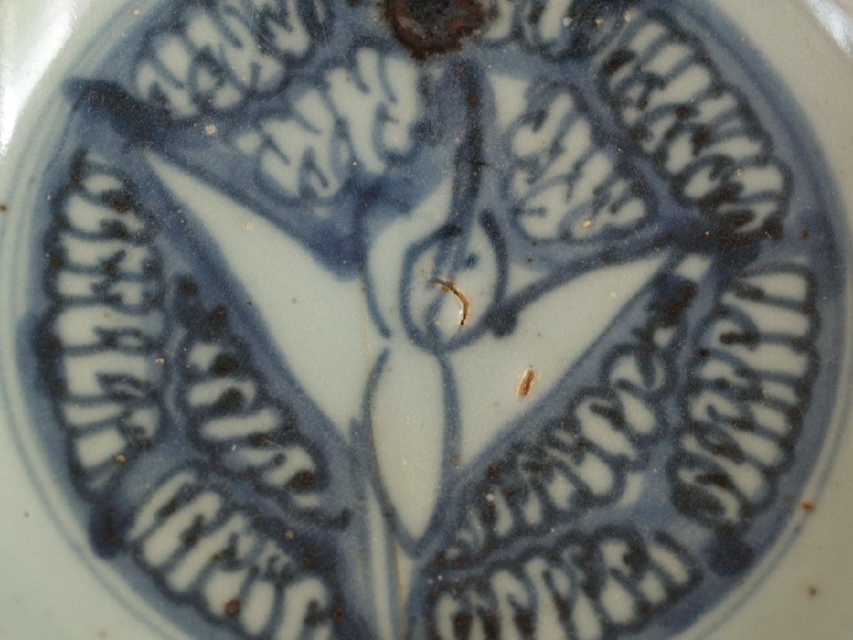 レア珍品 明時代 景徳鎮 青花折鶴紋皿13ｃｍ鳥図 古染付 中国古美術 古玩 吉祥縁起物_画像3