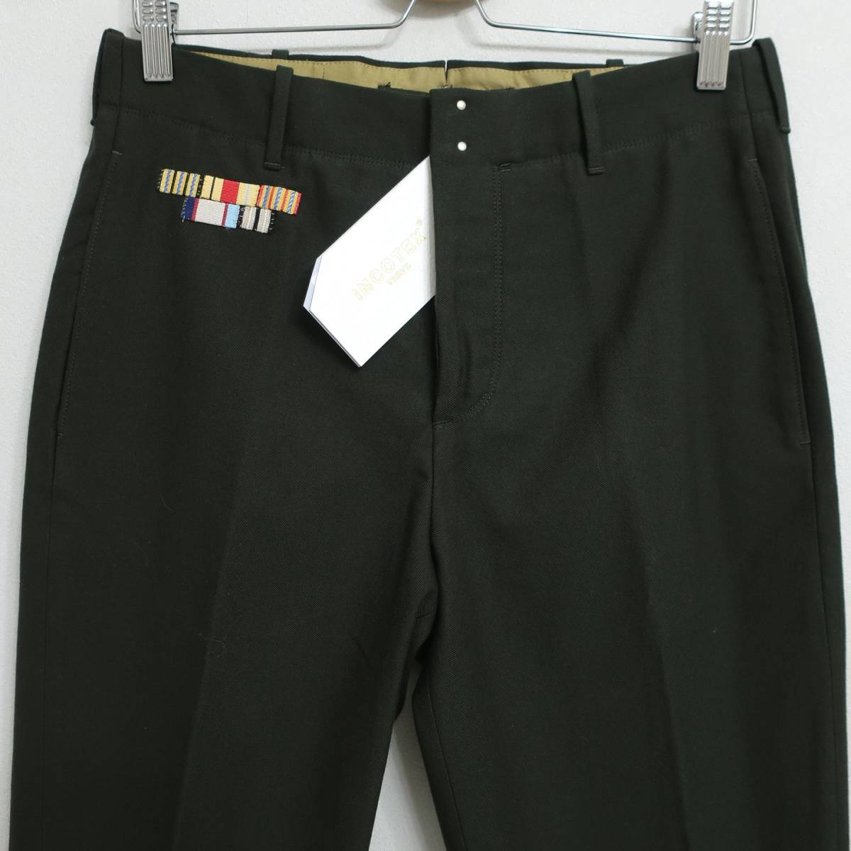  new goods INCOTEX INCOTEX wool . top class chinos slacks tapered pants slim pants deep green dark olive 46 M size 