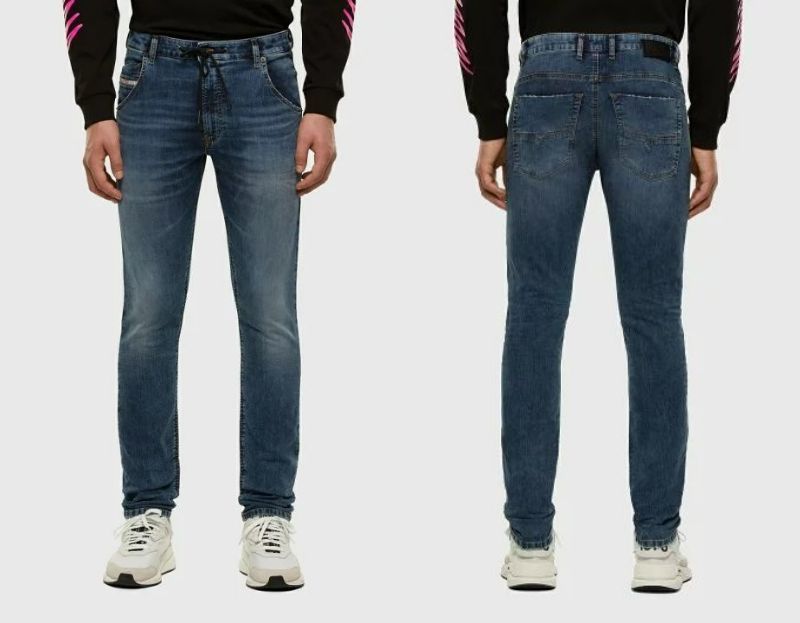 新品 ディーゼル DIESEL 人気 ジョグジーンズ KROOLEY-Y-NE ストレッチ スウェット デニム パンツ JOGG インディゴ メンズ W38 3XL