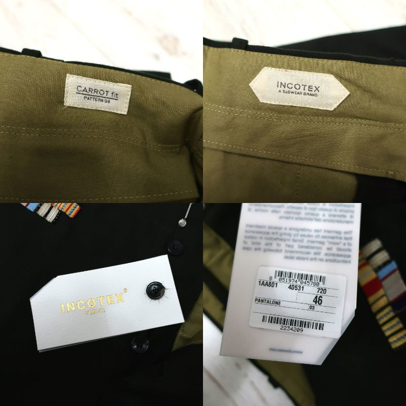  new goods INCOTEX INCOTEX wool . top class chinos slacks tapered pants slim pants deep green dark olive 46 M size 