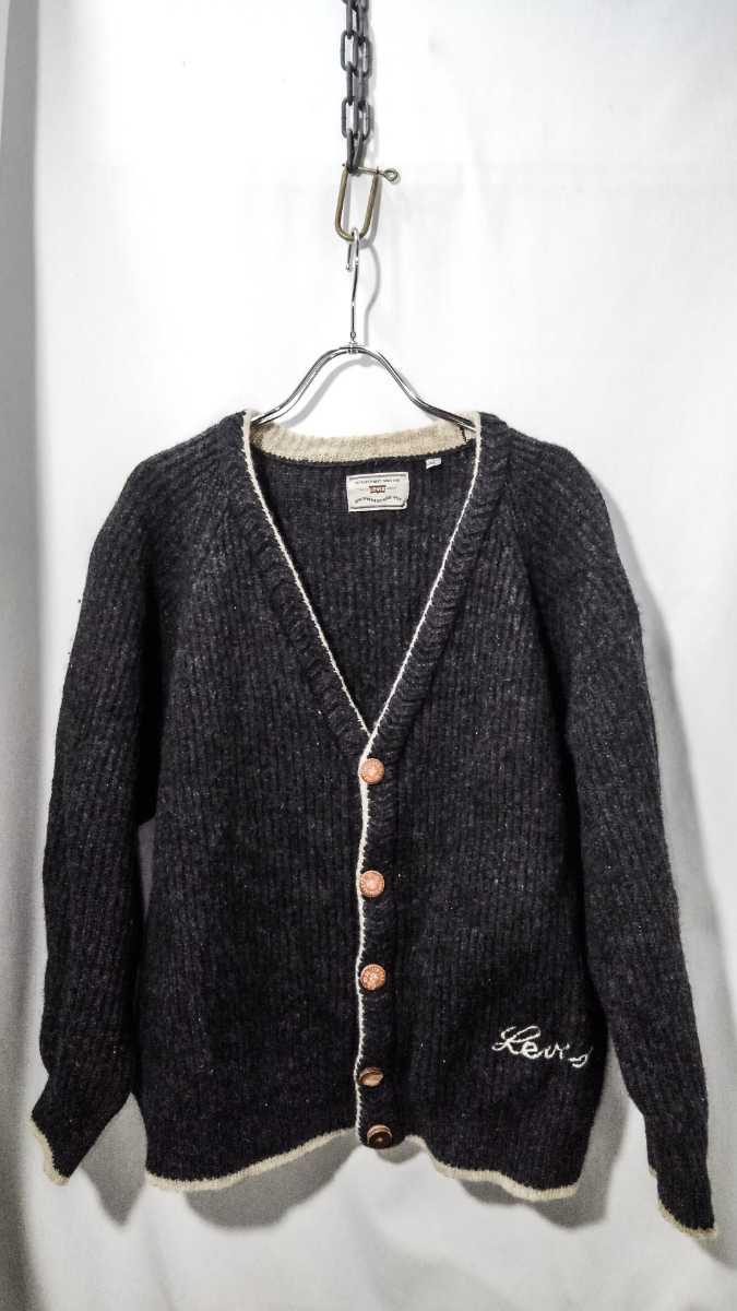 Vintage Euro Levi's wool knit cardigan 90s ユーロ リーバイス ウール ニット カーディガン イタリア製 カートンボタン ビンテージ_画像5