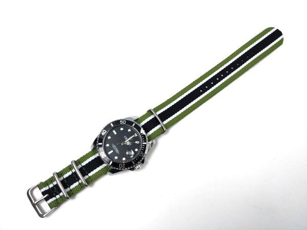  нейлоновый милитари ремешок nato модель текстильный ремень наручные часы зеленый белый чёрный полоса 22mm