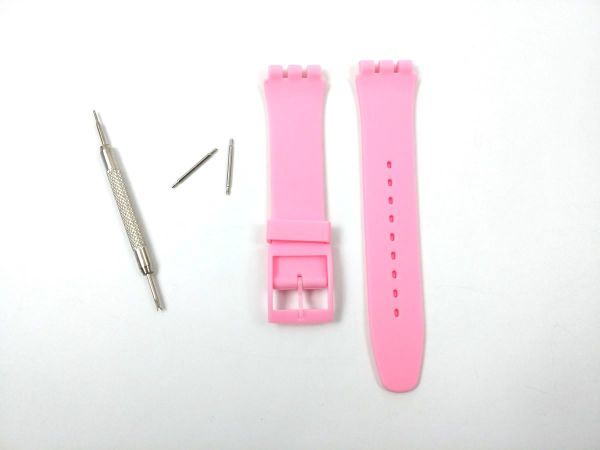 swatch用 シリコンラバーストラップ 交換用腕時計ベルト 19mm ピンクの画像1