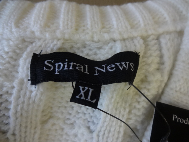 SPIRALNEWS V шея кабель плетеный вязаный XL размер белый ×ne- Be новый товар спираль News 