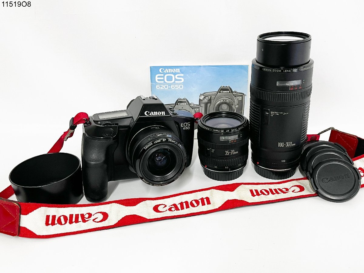 Canon キャノン EOS 650 EF 28mm 1 2.8 35-70mm 1 3.5-4.5 100-300mm 1 5.6 イオス 一眼レフ  フィルムカメラ ボディ レンズ 11519O8-3