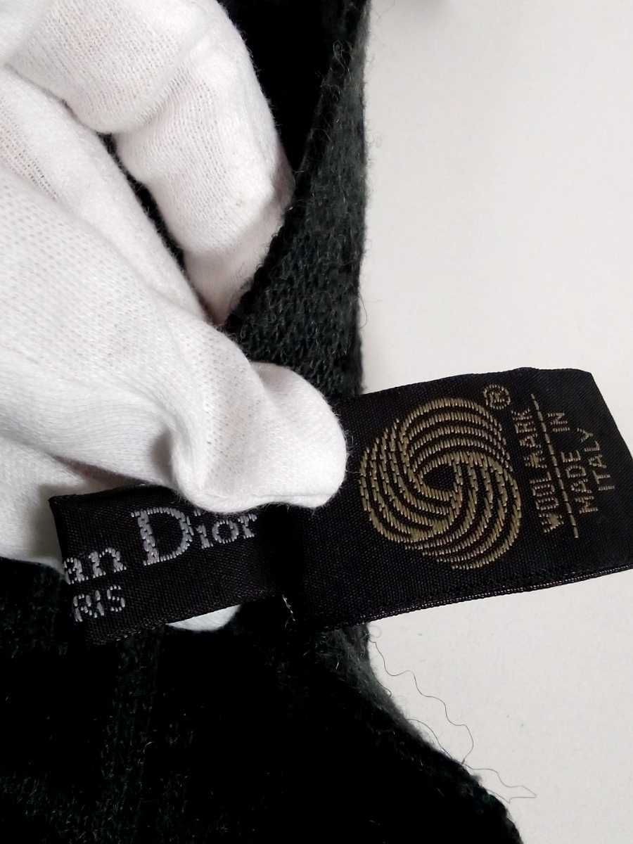 AD405-60◆ Christian Dior　クリスチャン・ディオール　ブラック×グレー　トロッター　マフラー　縦180cm×横32cm_画像6