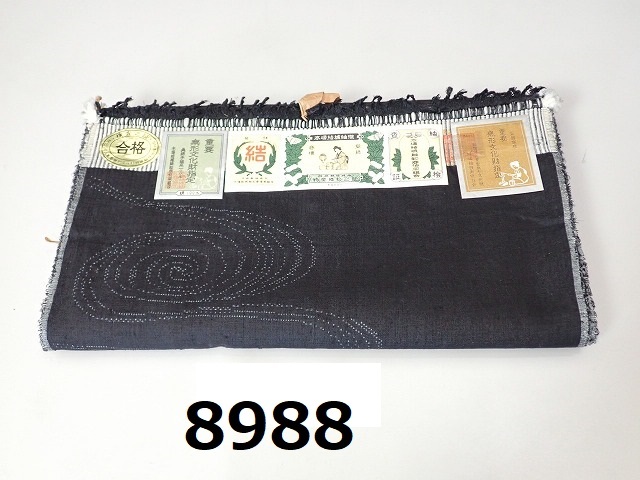 TO-8988 重要無形文化財指定　　本場結城紬織　未仕立て　真綿手紬糸100%　流水文