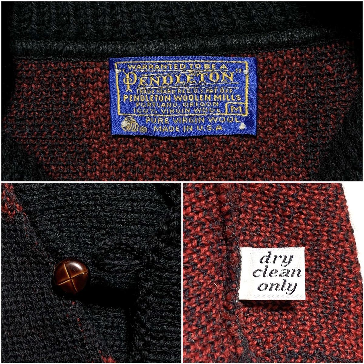 良品 ペンドルトン 70s ヴィンテージ バッファローチェック ショールカラー ニット セーター アメリカ製 古着 vintage ウールリッチ USA製_画像10