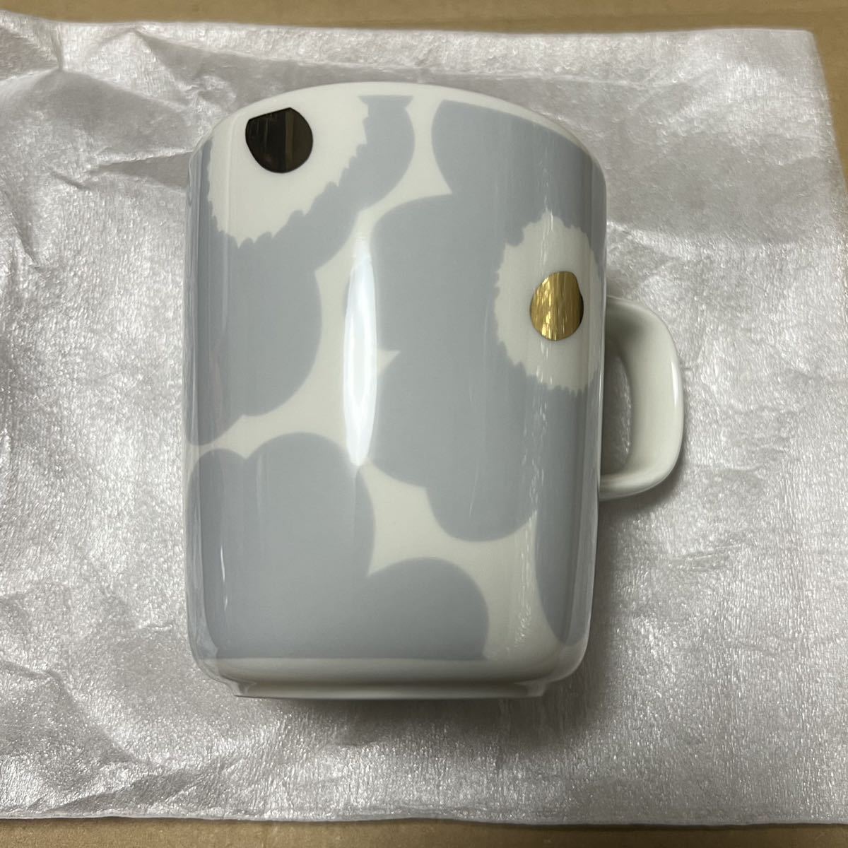 新品 marimekko マリメッコ UNIKKO ウニッコ アイシーグレー×ゴールド