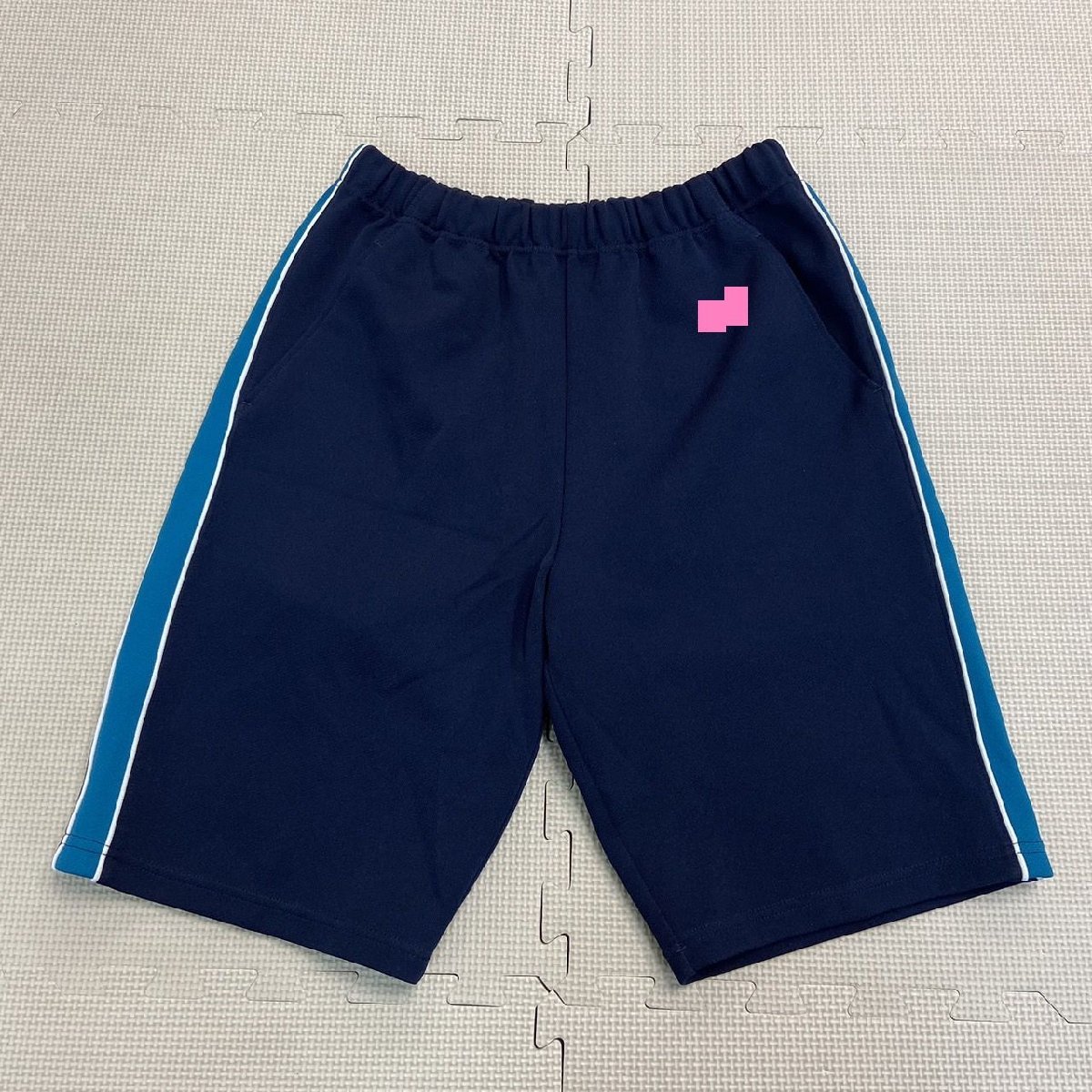 YJ859 (中古) 校名不明 ジャージ 2点セット /校名マークなし/SCHOOL SPORTS WEAR/Lサイズ/ハーフパンツ/ハーパン/紺×青/体操着/体操服の画像5