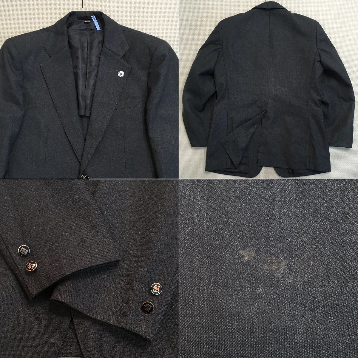 (Y)A165( used ) Fukushima prefecture Fukushima south high school man . school uniform 2 point set /. chapter attaching /A4/M/W73/ blaser / trousers /SKYWARD/ gray / winter clothes / summer clothing / uniform / school uniform / middle .