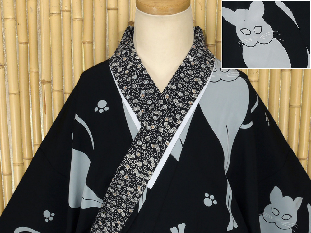 最高品質の 猫 【京かんざし】y-83★高級長襦袢 黒地 ★即決送料無料 刺繍衿 仕立て上がり 最高品質の 猫 【京かんざし】y-83★高級長襦袢 黒地 ★即決送料無料 刺繍衿 仕立て上がり