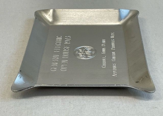 70\'s 1973 Vintage пепельница пепел tray GENERAL ELECTRIC GE aluminium память Novelty ширина 11 длина 9cm [l-0511]