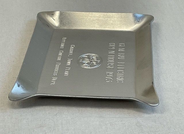 70\'s 1973 Vintage пепельница пепел tray GENERAL ELECTRIC GE aluminium память Novelty ширина 11 длина 9cm [l-0511]